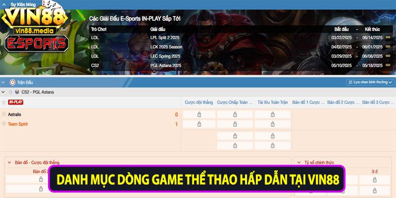 Danh mục dòng game thể thao hấp dẫn tại Vin88